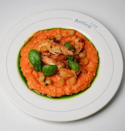 Ризото з креветками та гребінцями - ANTICA Eatery 