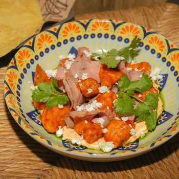 Ростбіф з хрустким баклажаном