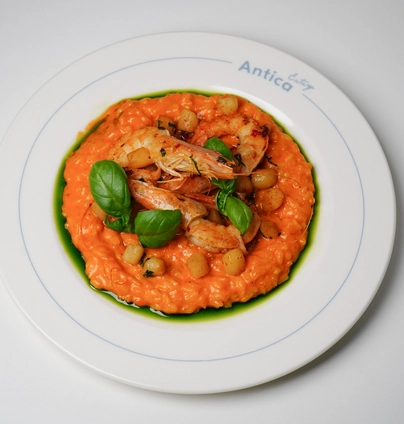 Ризото з креветками та гребінцями від ANTICA Eatery 