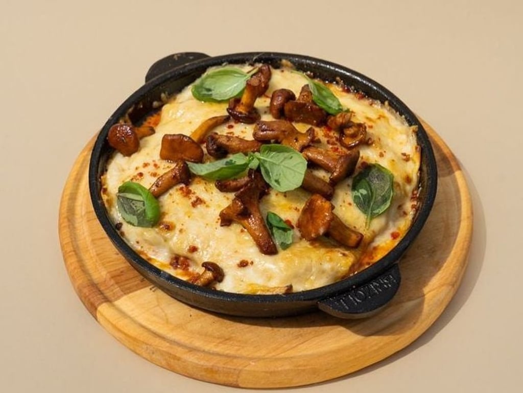 Лазанья з куркою та лисичками